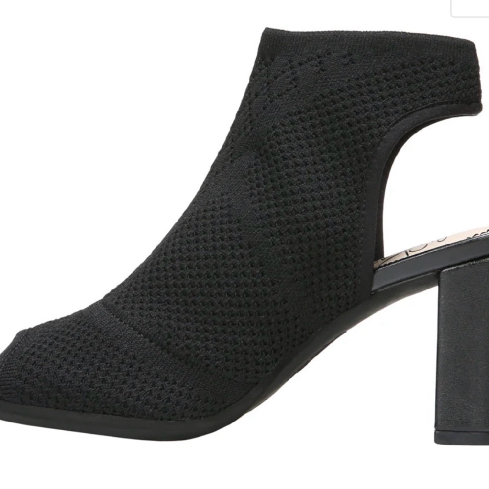 Life Stride Black Knit Peep-Toe Block Heel Bootie - Picture 4 of 10